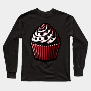 Vegan Goth Red and Black Cupcake - Dairy Free Desserts Long Sleeve T-Shirt